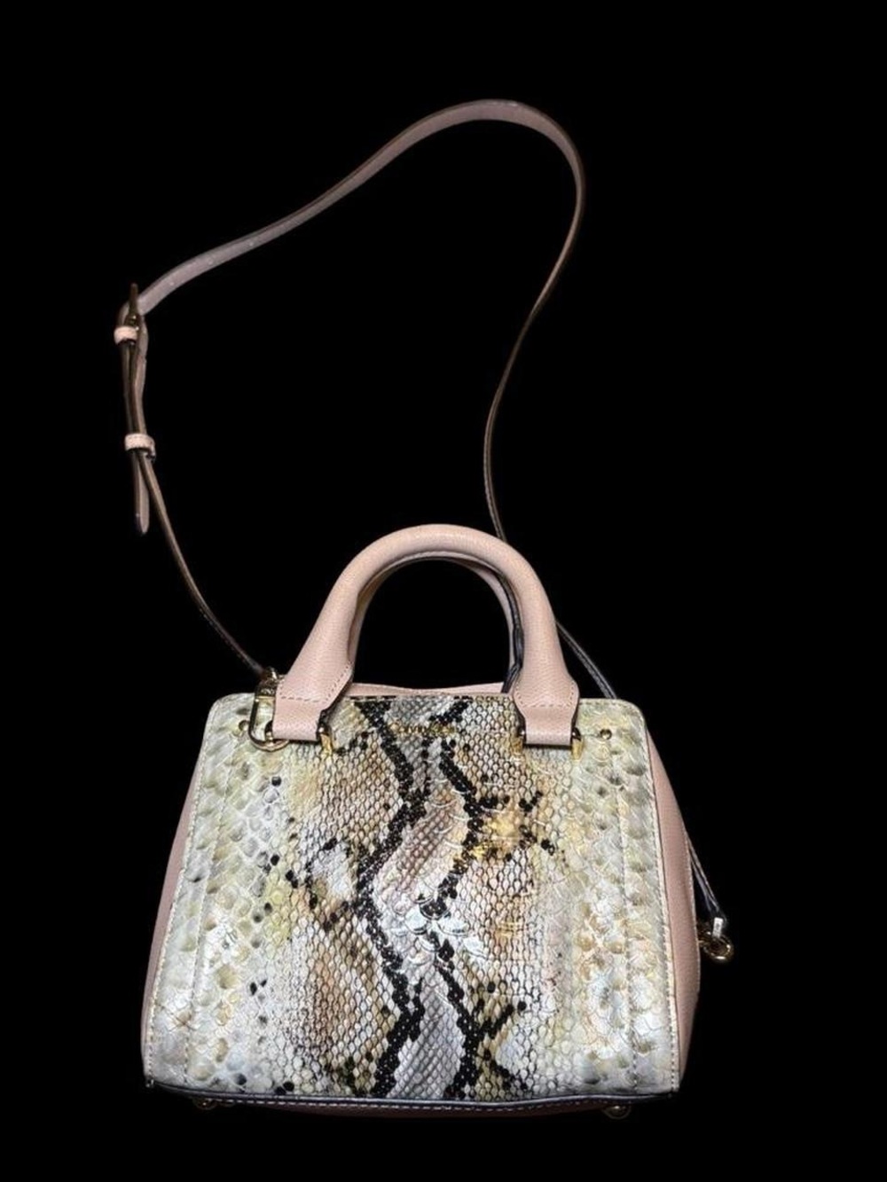 Calvin Klein Pink Snake-Print Top-Handle Shoulder Bag